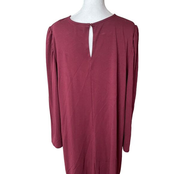 Old Navy Plus 2XL Shift Dress Long Sleeve Knit Wine Maroon Keyhole Back - Picture 9 of 11